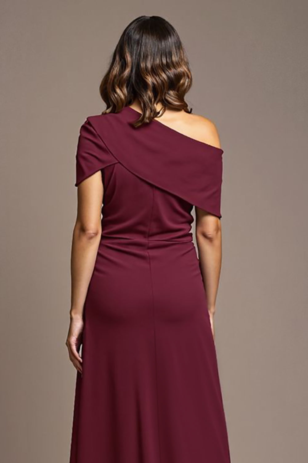 Burgundy A Line Long Mother Of The Bride Dress With Slit