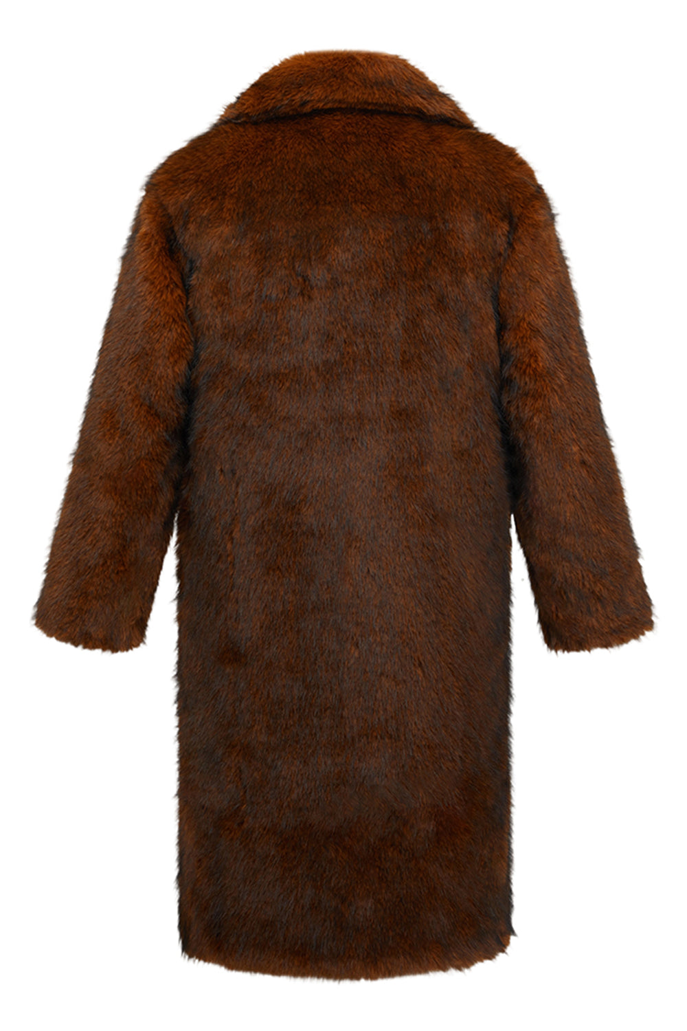 Faux Fur Thickened Lapel Midi Men's Brown Coat