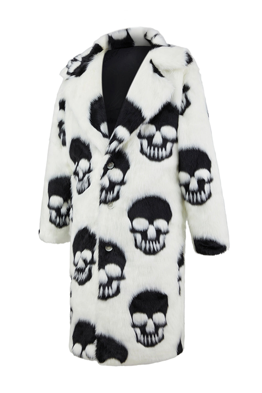 White Black Skull Warm Men's Faux Fur Coat