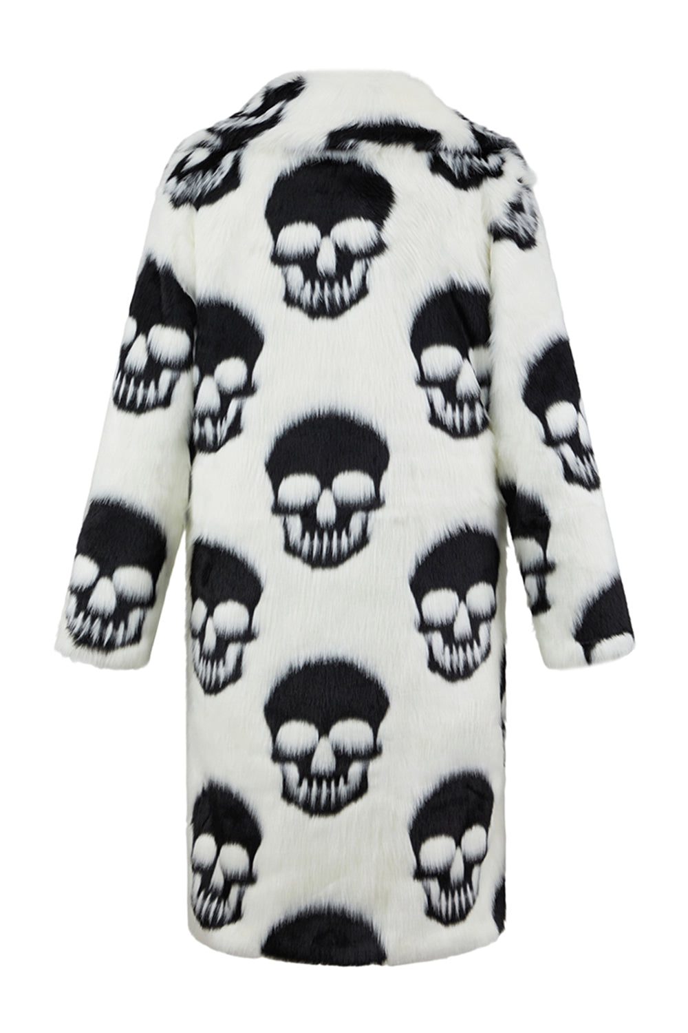 White Black Skull Warm Men's Faux Fur Coat