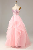 Black Strapless Ball Gown Evening Dress with Beading