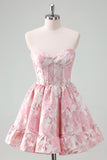 Blue A Line Sweetheart Short Corset Homecoming Dress