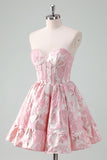 Blue A Line Sweetheart Short Corset Homecoming Dress