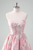 Blue A Line Sweetheart Short Corset Homecoming Dress