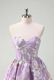 Blue A Line Sweetheart Short Corset Homecoming Dress