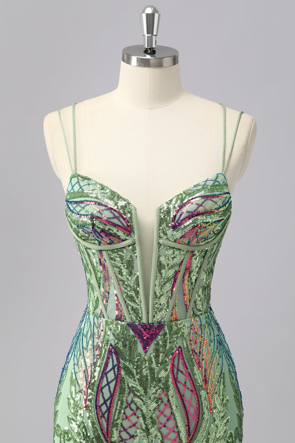 Sparkly Dark Purple Spaghetti Straps Corset Unique Homecoming Dress with Sequins