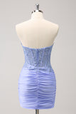 Fuchsia Sweetheart Corset Tight Homecoming Dress with Beading
