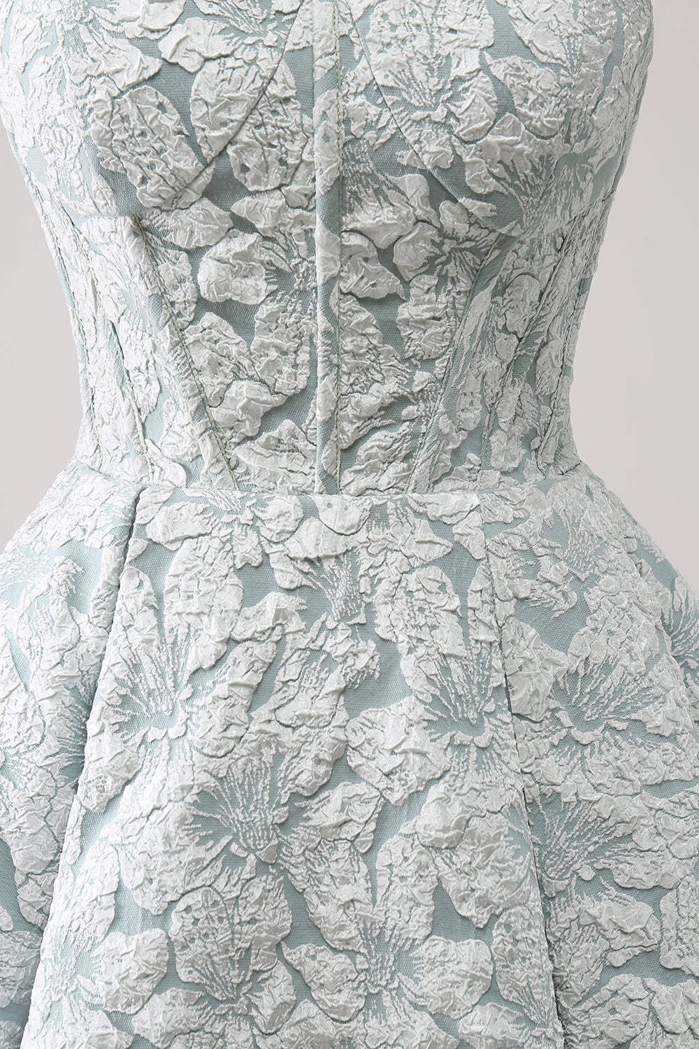 Grey Green Sweetheart A-Line Brocade Corset Floral Mini Homecoming Dress