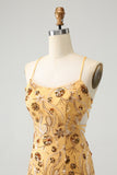 Glitter Yellow Sequined Embroidery Tight Short Homecoming Dress with Beading