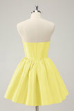 Fuchsia A Line Sweetheart Corset Satin Cute Homecoming Dress