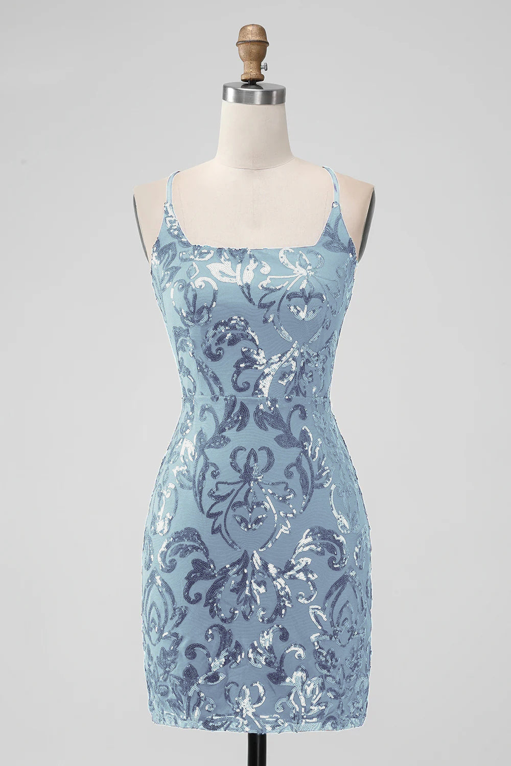 Royal Blue Bodycon Sequins Short Homecoming Dress with Lace-up Back