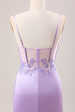 Stylish Sage Mermaid Pleated Sequin Corset Long Prom Dress With High Slit