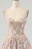 Luxurious Black A Line Sweetheart Corset Prom Dress with Appliques