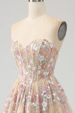 Luxurious Black A Line Sweetheart Corset Prom Dress with Appliques