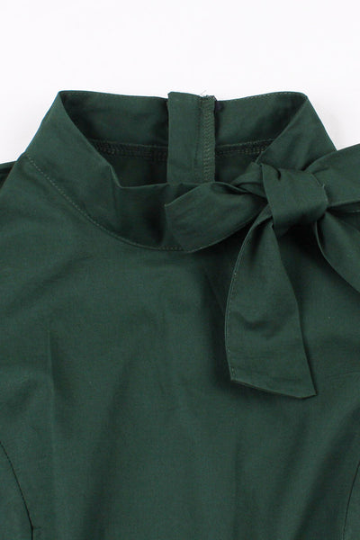 Zapaka Women Dark Green Stand Collar Vintage 1950s Dress A Line Short Sleeves Short Dress, Dark Green / 2XL Zapaka Women Dark Green Stand Collar Vintage 1950s Dress A Line Short Sleeves Short Dress, Dark Green / 2XL