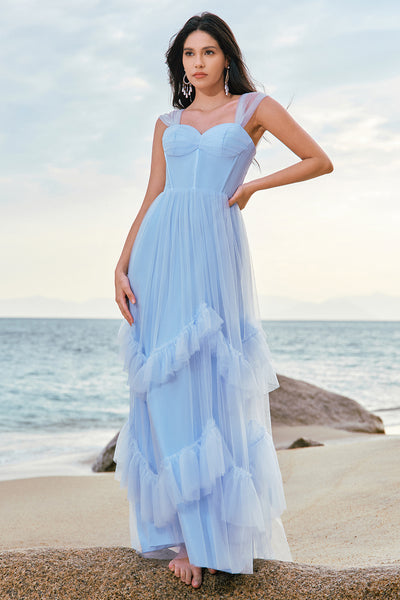 ◆Since Then◆ Diamant ruffle long dress blue Diamant ruffle long dress (blue) – SINCETHEN
