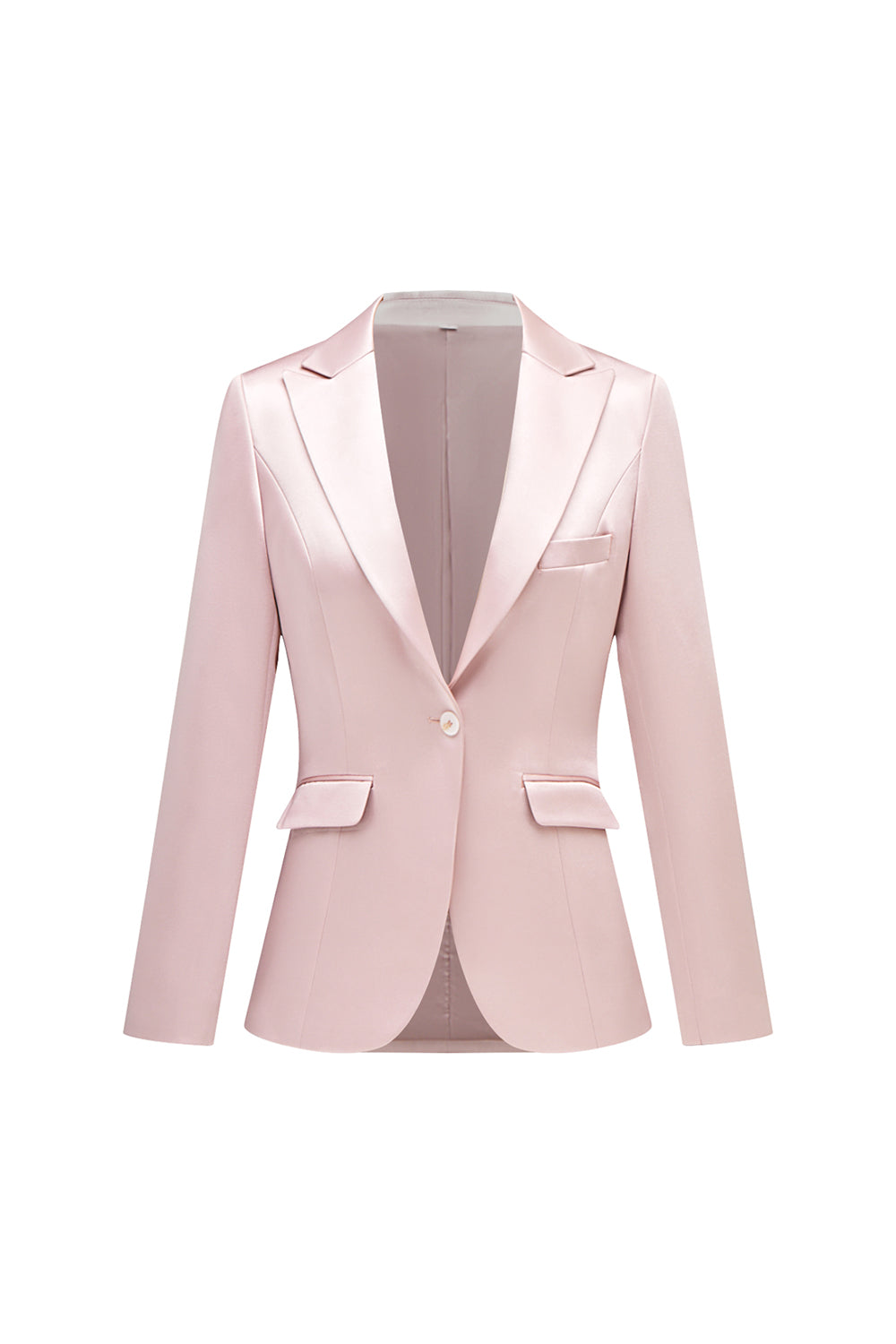 Grey Pink Peak Lapel Satin Slim Fit Women Suits