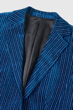 2-Piece Ink Blue Velvet Striped Women Prom Suits