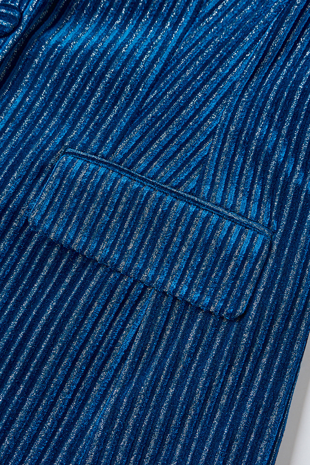 2-Piece Ink Blue Velvet Striped Women Prom Suits