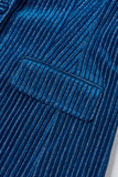 2-Piece Ink Blue Velvet Striped Women Prom Suits