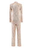 Champagne Peak Lapel Single Button Sequin Women's Suits