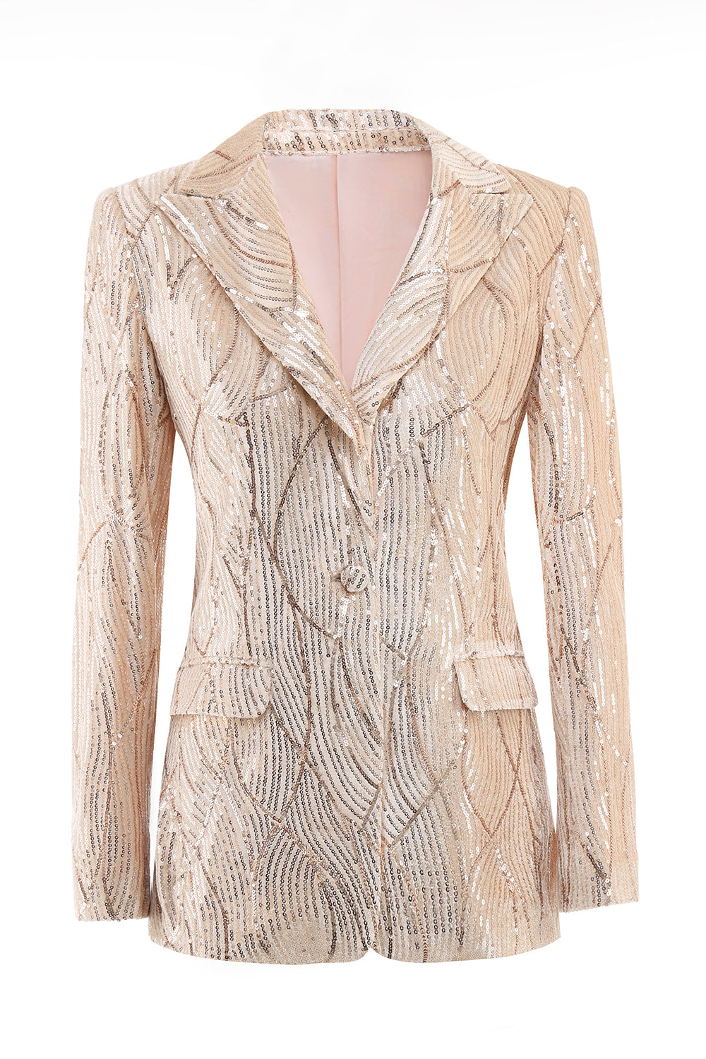 Champagne Peak Lapel Single Button Sequin Women's Suits