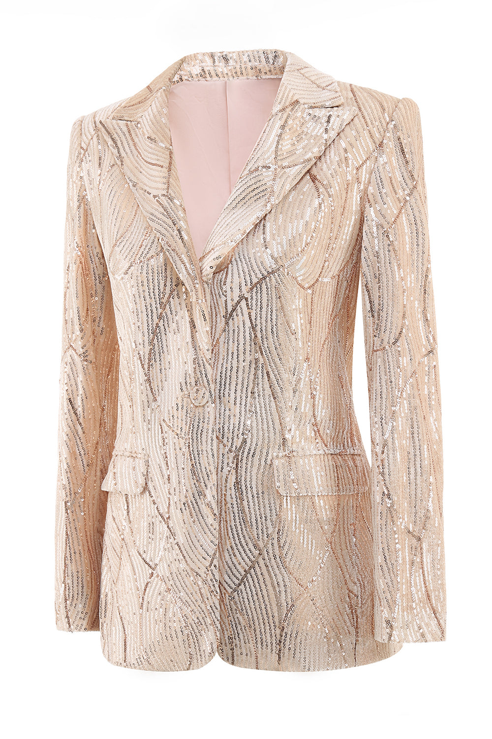 Champagne Peak Lapel Single Button Sequin Women's Suits