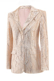 Champagne Peak Lapel Single Button Sequin Women's Suits