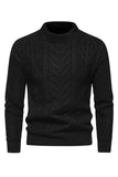 White Jacquard Round Neck Men's Knit Sweater