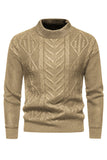 White Jacquard Round Neck Men's Knit Sweater