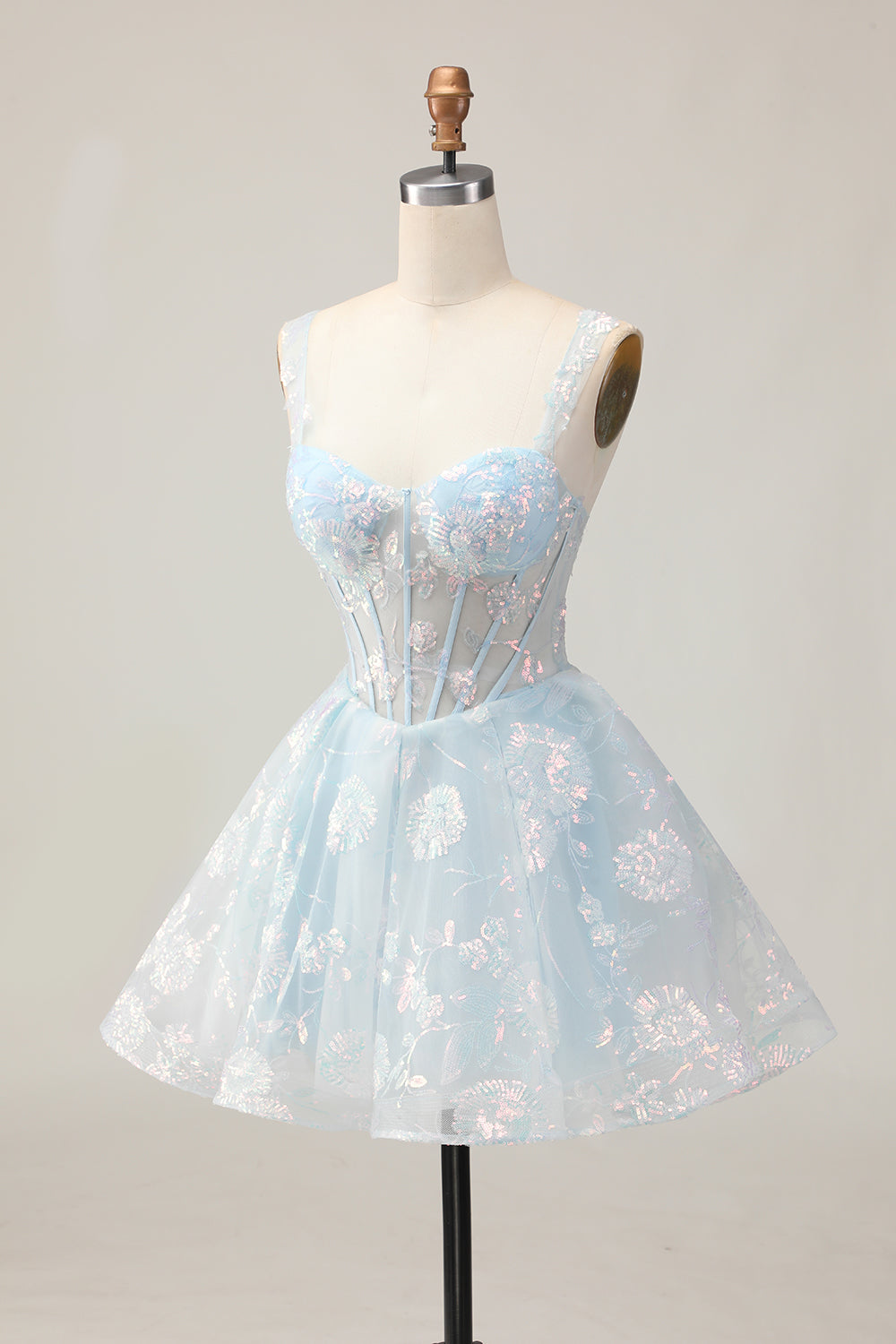 Sparkly Fuchsia A Line Corset Long Homecoming Dress with Sequins