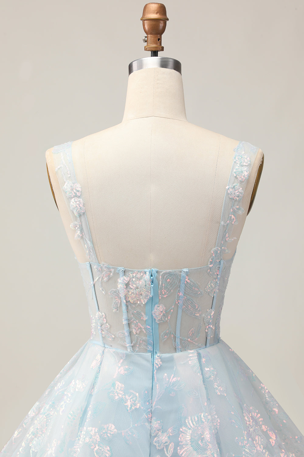 Sparkly White A-Line Floral Corset Short Homecoming Dress