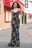 Pink Mermaid Spaghetti Straps Sequins Long Prom Dress with Appliques