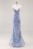Sparkly Sequins Mermaid Spaghetti Straps Black Prom Dress with Appliques