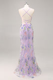 Pink Mermaid Spaghetti Straps Sequins Long Prom Dress with Appliques