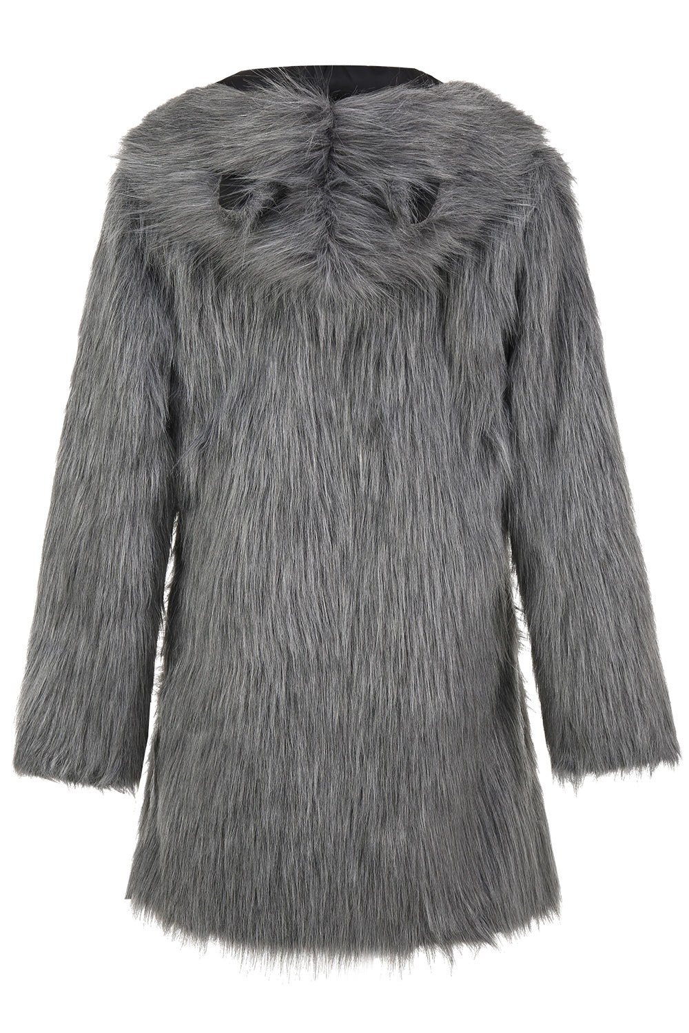 Grey Faux Fur Solid Color Lapel Long Sleeves Winter Men's Coat