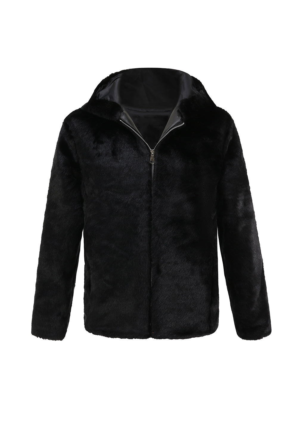Faux Fur Winter Thickened Luxury Men's Coat with Hood