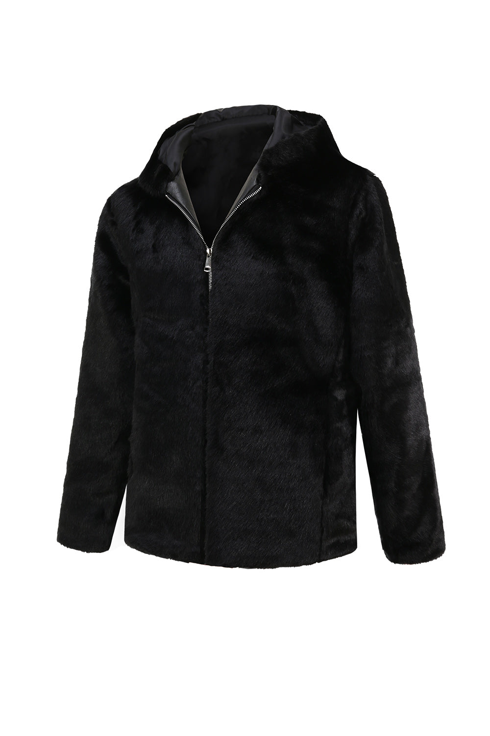 Faux Fur Winter Thickened Luxury Men's Coat with Hood