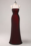 Black Red Spaghetti Straps Mermaid Maxi Dress with Beading
