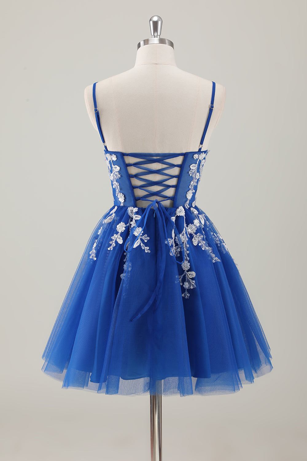 Fuchsia A-Line Spaghetti Straps Sequins Short Homecoming Dress with Appliques