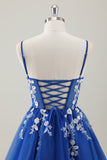 Fuchsia A-Line Spaghetti Straps Sequins Short Homecoming Dress with Appliques