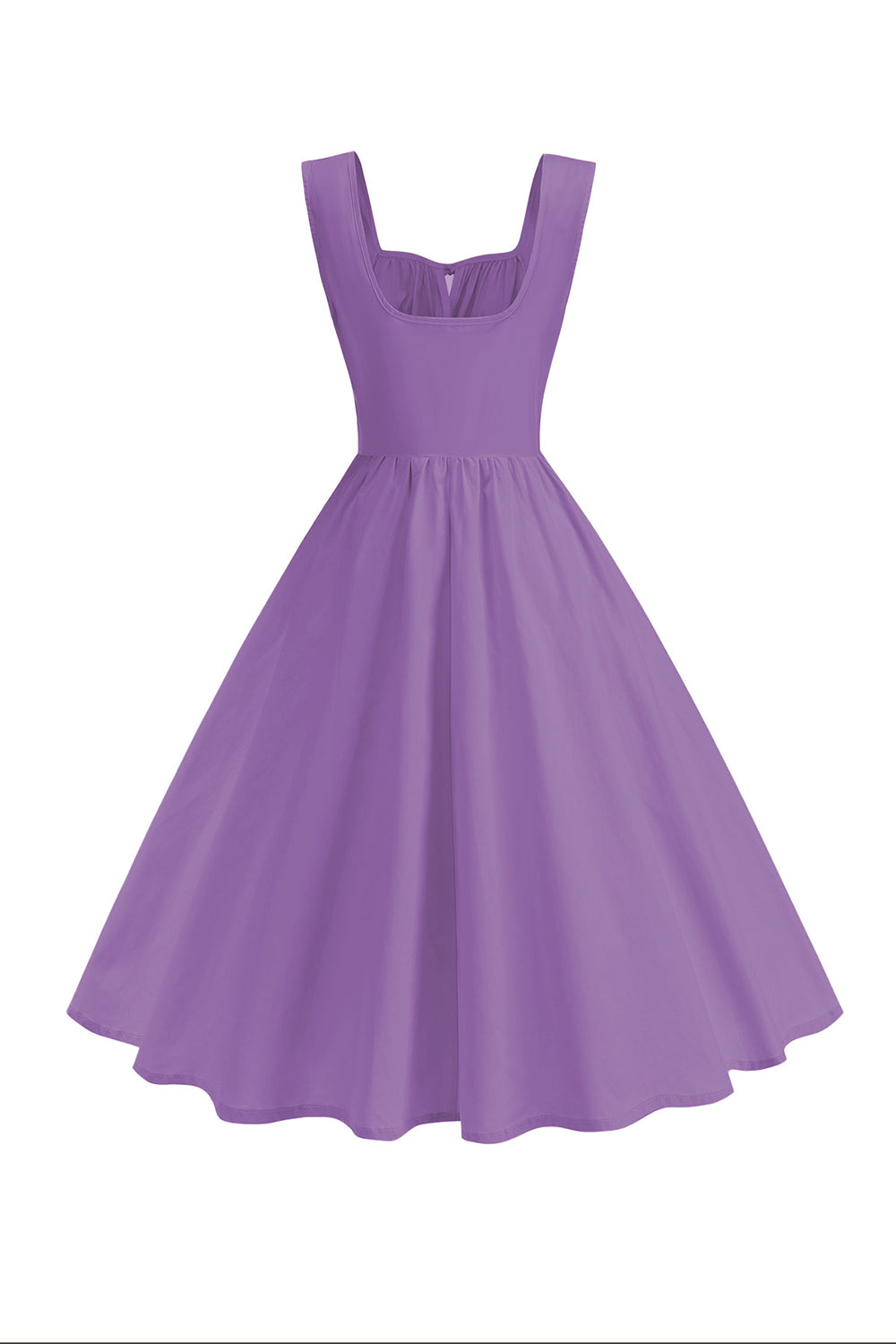 Burgundy Square Neck A-Line Midi 1950s Dress