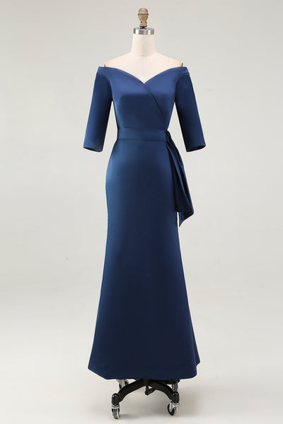 ZAPAKA Women Navy Mother of The Bride Dress Mermaid Strapless Half Sleeves Wedding Guest Dress, Dark Green / US4