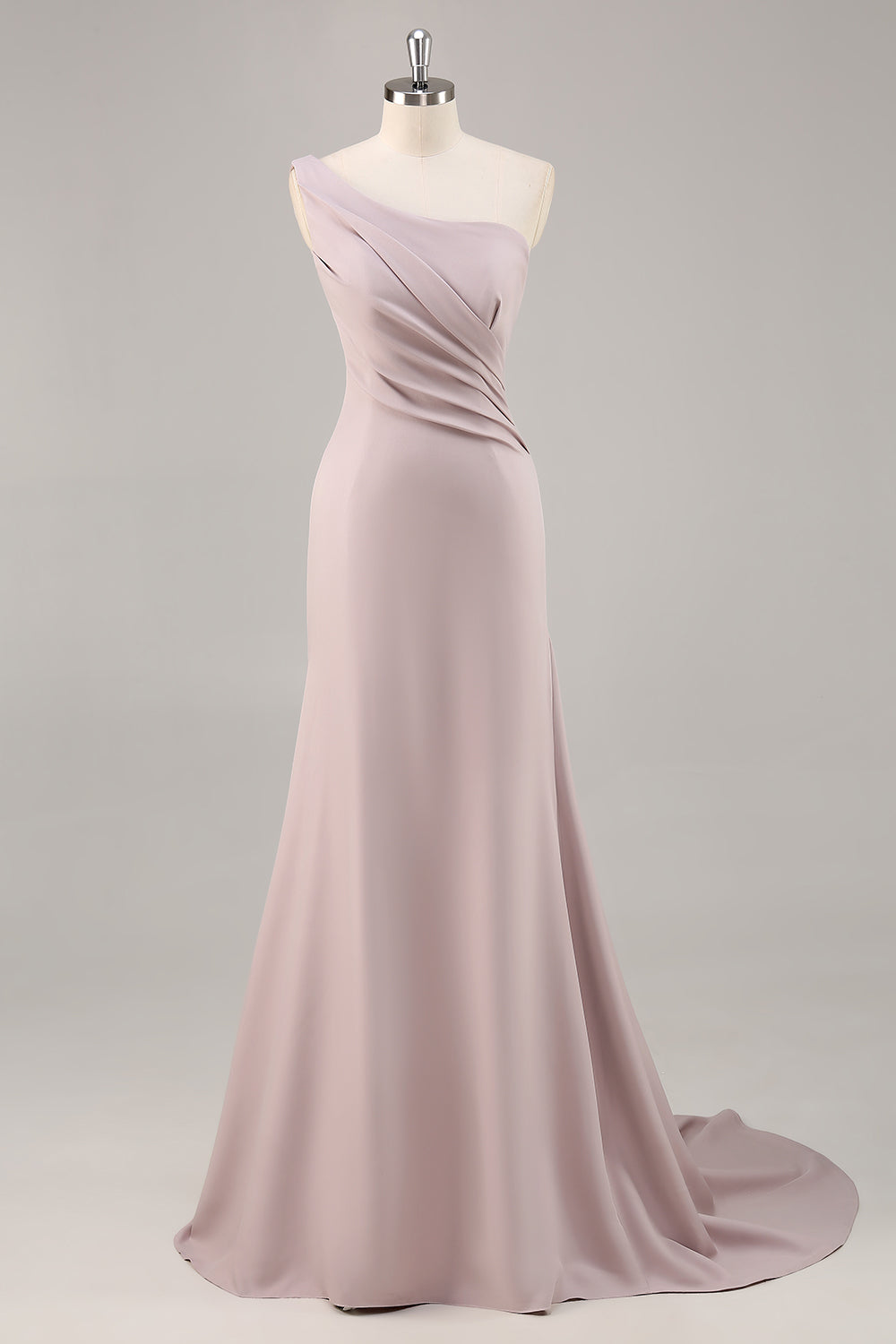 One Shoulder Mermaid Long Khaki Formal Dress