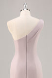 One Shoulder Mermaid Long Khaki Formal Dress