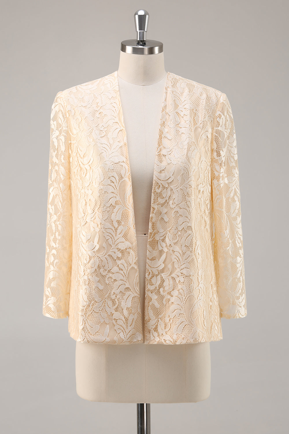 Long Sleeve Champagne A Line Two Piece Mother Of The Bride Dress