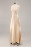 Long Sleeve Champagne A Line Two Piece Mother Of The Bride Dress