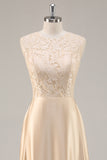 Long Sleeve Champagne A Line Two Piece Mother Of The Bride Dress