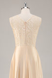 Long Sleeve Champagne A Line Two Piece Mother Of The Bride Dress