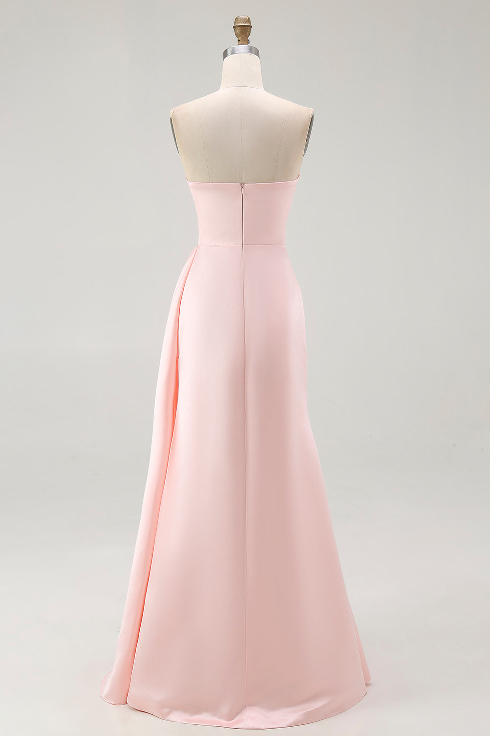 Sheath Pink Satin Strapless Gala Dress